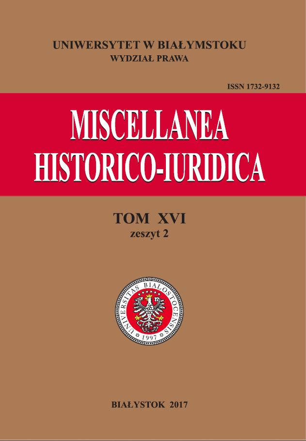 					View Vol. 16 No. 2 (2017): Miscellanea Historico-Iuridica Vol. XVI No. 2
				