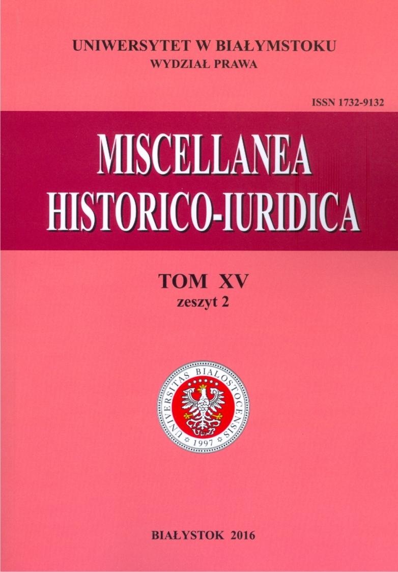 					View Vol. 15 No. 2 (2016): Miscellanea Historico-Iuridica Vol. XV No. 2
				