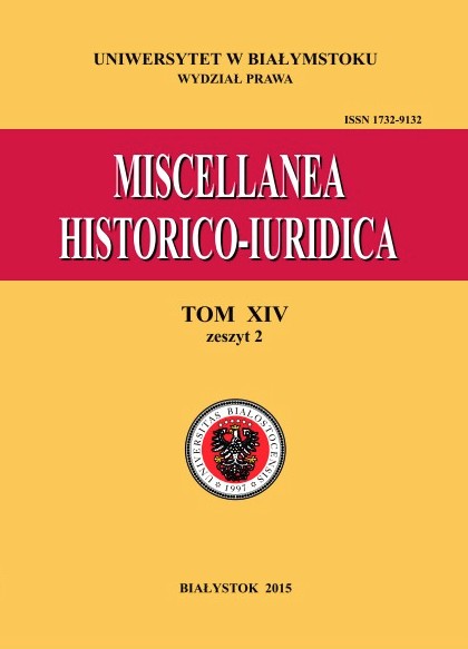 					View Vol. 14 No. 2 (2015): Miscellanea Historico-Iuridica Vol. XIV no. 2
				