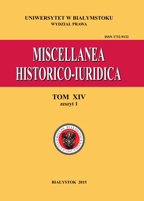 					View Vol. 14 No. 1 (2015): Miscellanea Historico-Iuridica Vol. XIV no. 1
				